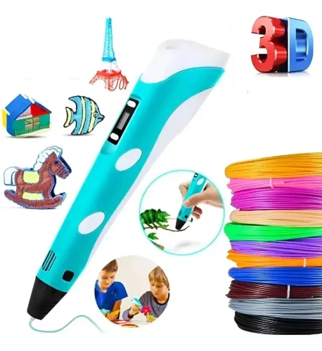 Caneta Impressora 3D Infantil + 10 Filamentos Cores Variadas de 5 Mts