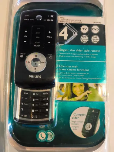 Controle remoto universal Philips, SRU7140, com um design compacto E DESLIZANTE NOVO
