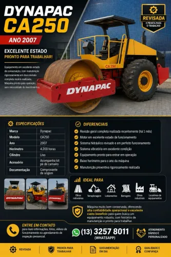 DYNAPAC CA250 - ANO 2007 - EXCELENTE ESTADO - PRONTO PARA TRABALHAR
