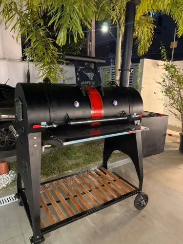 Pit smoker profissional Texas BBQ - impecável (usado 1x)