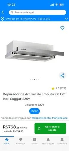 Depurador de ar slim de embutir