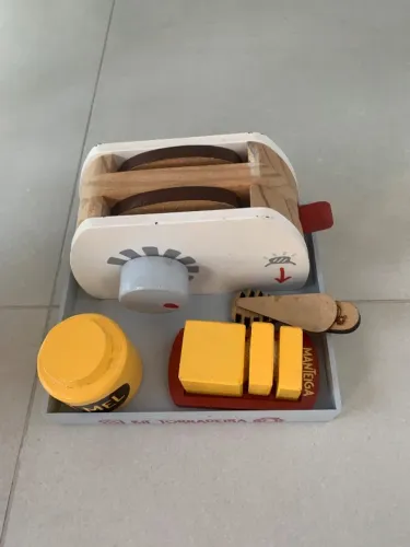 Brinquedo Coleção Cozinha Kit Torradeira Em Madeira Newart 8