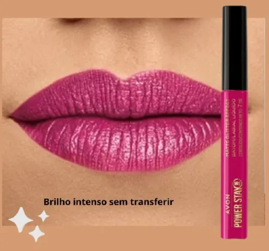 Batom Power Stay matte com glitter Malva Luminoso Avon