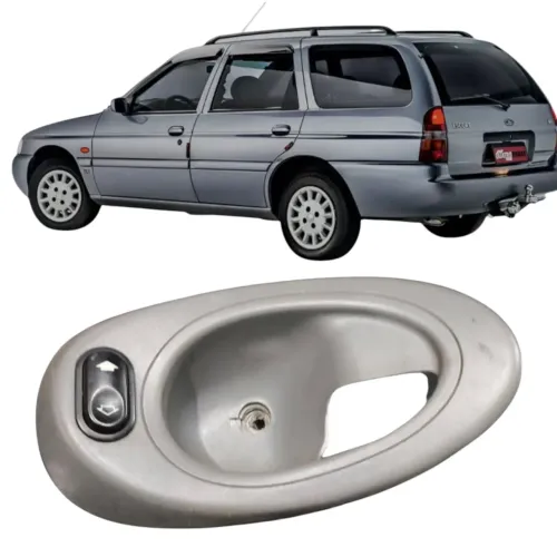 Moldura Interna Botão Vidro Escort Zetec Perua Traz Direito Cinza Traseira