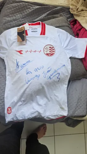 Camisa Náutico Oficial Diadora Nova Autografada Felipe Saraiva c/ Vídeo