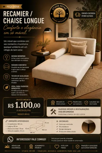 Recamier / Chaise Longue ? Design Moderno ? Fazemos móveis e restaurações sob encomenda