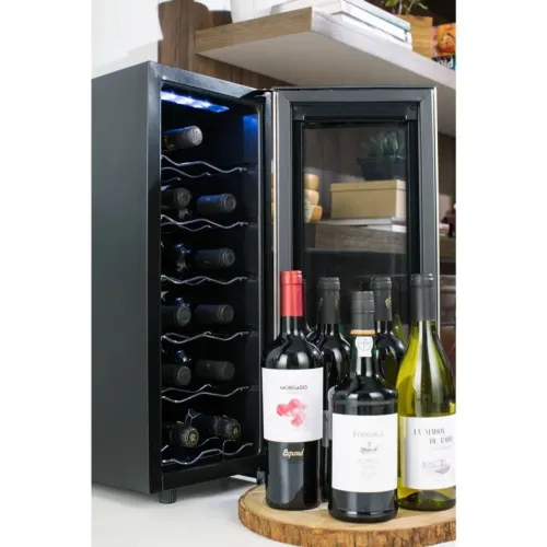 Adega de Vinho Climatizada Electrolux 12 garrafas Uma Porta Acabamento em Alumínio