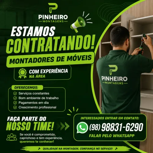 ? VAGA ABERTA | MONTADOR DE MÓVEIS COM EXPERIÊNCIA