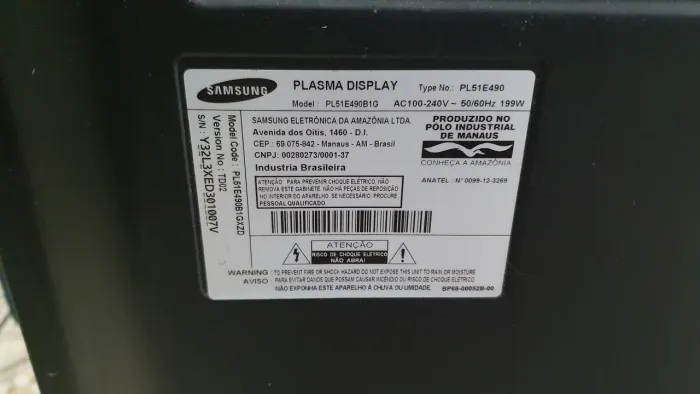 Tv de Plasma Samsung pl51e490b1g com defeito - (ler a descrição)