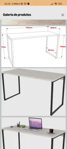 Mesa gamer 135x60cm
