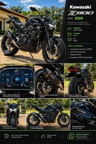 Kavazaki Z900 ano 2026 - 2.869 km Completa