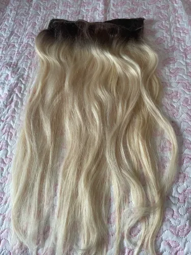 Mega Hair loiro duas telas,65 cm