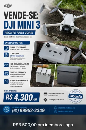 VENDE-SE: DJI MINI 3 PRONTO PARA VOAR!