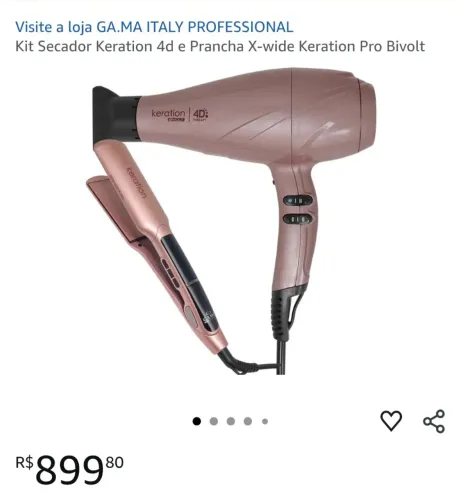Secador de cabelo e chapinha profissional Gama keration4D