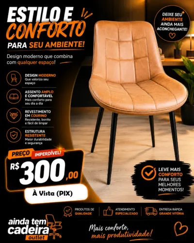 Cadeira Volga estofada com linda costura poucas peças corra! para sala de jantar recepção