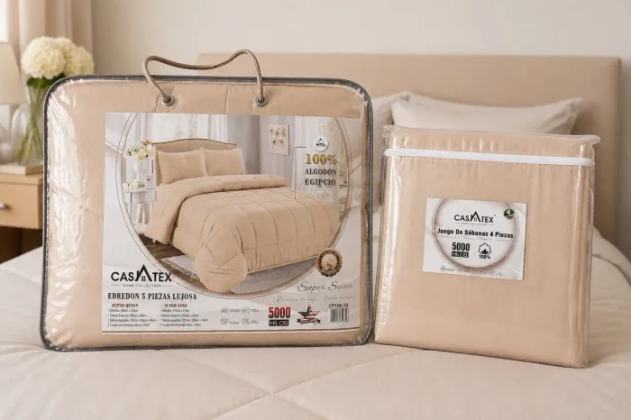 Jogo Edredom Casatex - Linha Hotelaria 5000 fios ,com 5 Peças