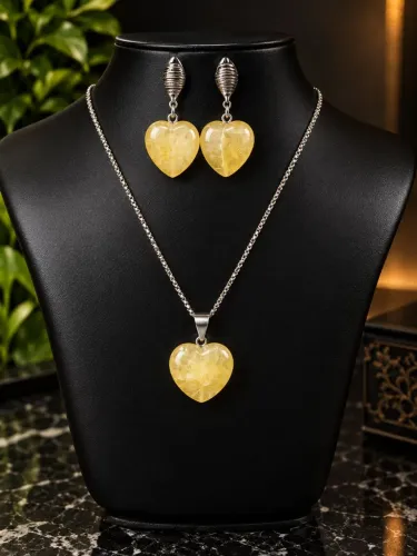 Conjunto feminino Pedras Naturais Citrino