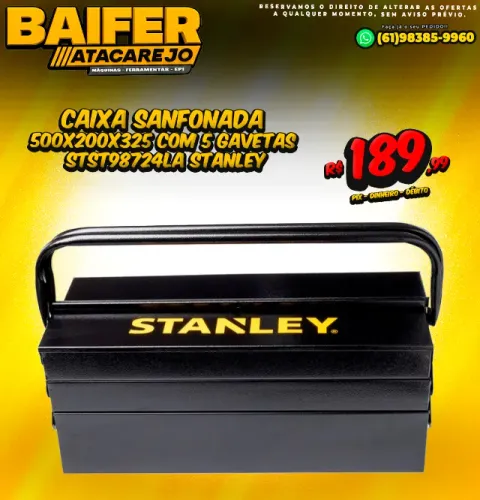 Caixa Sanfonada 500x200x325 Com 5 Gavetas STST98724LA Stanley