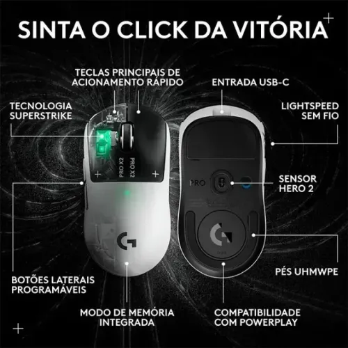 Mouse Gamer Sem Fio Logitech G PRO X2 SUPERSTRIKE LIGHTSPEED
