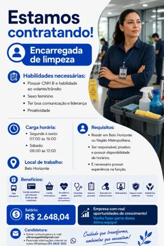 VAGA  ENCARREGADA DE LIMPEZA