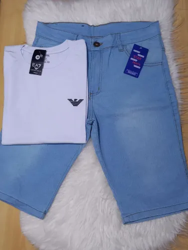 Bermuda Jeans + Camisa Algodão 30.1