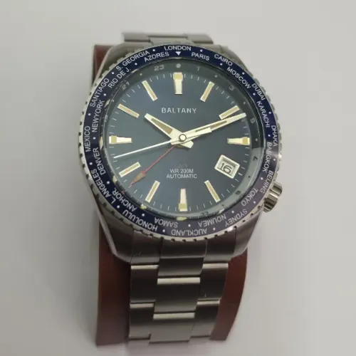 Relógio Baltany S6083 Azul Automático NH34 GMT
