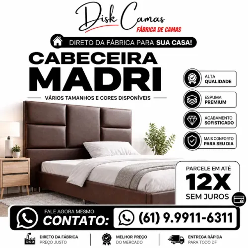 Cabeceira Madri Estofada Casal / Queen / King - Direto da Fábrica | Várias Cores e Tamanho