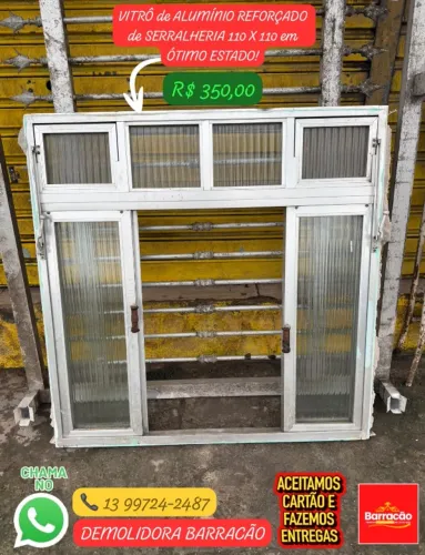 Vitrô de Alumínio Reforçado de Serralheria 110x110 Usado em ÓTIMO ESTADO!!