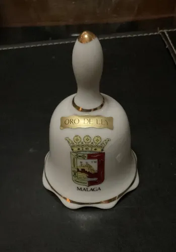 SINO Oro de LEY Malaga Antigo Antiguidade sino de porcelana oro de ley málaga, espanha (vi
