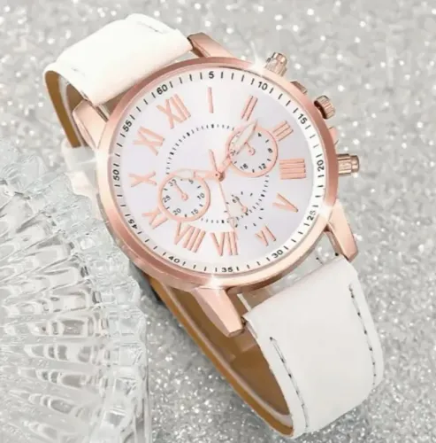 lindo relógio feminino branco e dourado. novo!