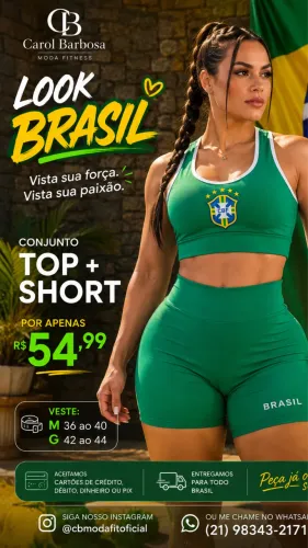 ? LOOK BRASIL FITNESS | TOP + SHORT R$ 54,99 ?