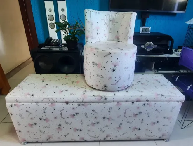 Kit Puff baú grande e Poltrona infantil Bailarina