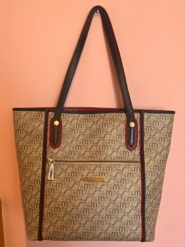 Bolsa Santa Marinella Original Monograma Creme/Rubi - Espaçosa e Elegante