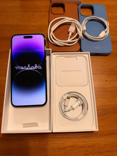 iPhone 14 Pro Max 128GB Roxo Profundo - Completo na caixa, com capinhas e cabos extras!