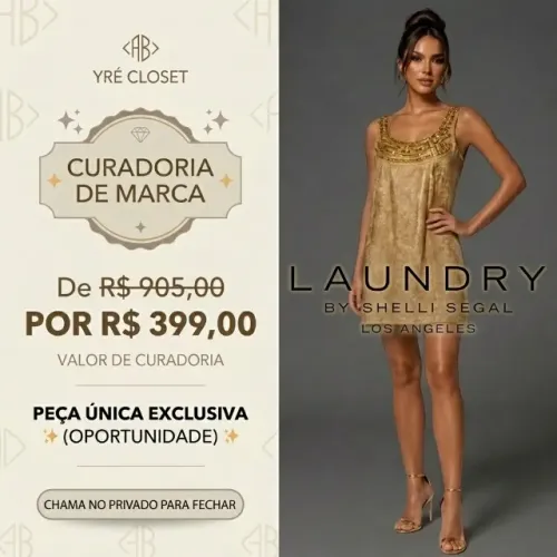 Vestido Laundry by Shelli Segal Los Angeles | Curto Festa Dourado | Usado Estado de Novo