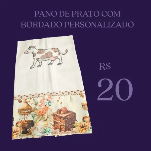 Pano de Prato com Bordado Personalizado - Charme e Exclusividade para Sua Cozinha