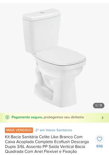 Kit bacia vaso sanitário com caixa acoplada