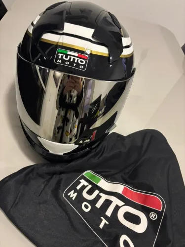 CAPACETE TUTTO MOTO RACING - INTEGRAL - PRETO/BRANCO/DOURADO