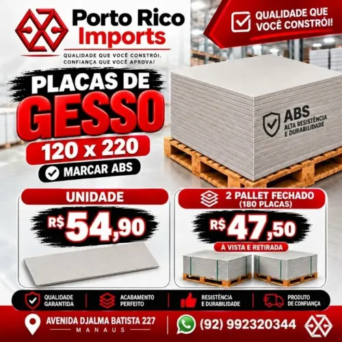 PLACA DE GESSO ACARTONADA 