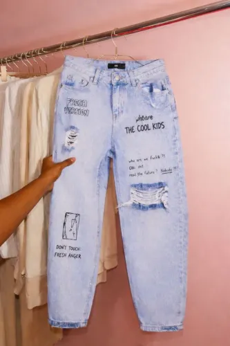 Calça Jeans Destroyed Customizada Estilo Tumblr/Streetwear