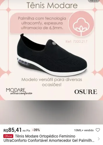 Tenis modare ortopedico 38