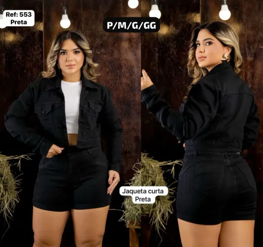 JAQUETA JEANS FEMININO TAMANHO DISPONÍVEL NA FOTO 