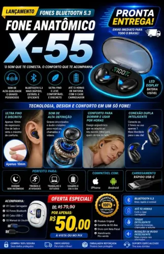 Fone anatômicos para esportes 