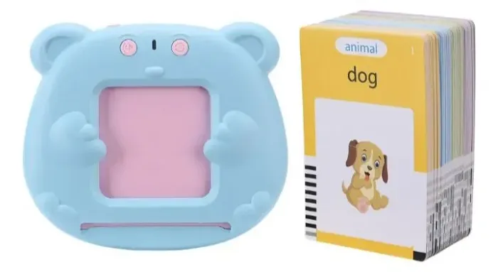 Brinquedo leitor de cartão educativo infantil.