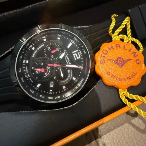relogio stuhrling original chronograph preto esportivo