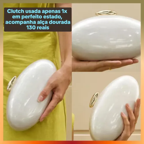 Cluctcher branca com fecho dourado