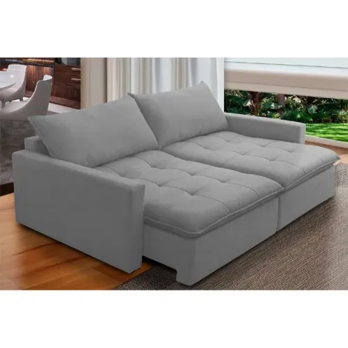 Sofá Cama 4 Lugares 2,20m Cinza