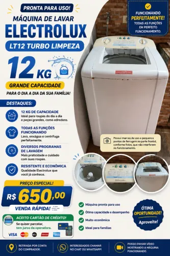 Máquina de Lavar Electrolux LT12 12kg - Funcionando Perfeitamente - R$ 650