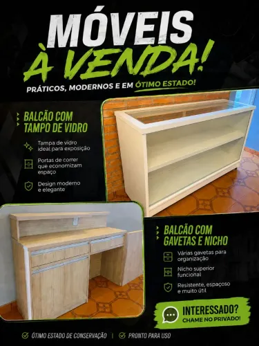 Oportunidade, balcão vitrine e balcão recepção