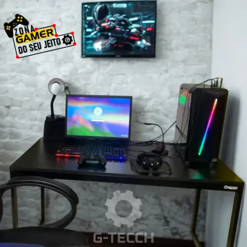 Mesa Gamer Reforçada 1,2 m NOVA Multiuso Estilo Industrial para Computador Notebook Office